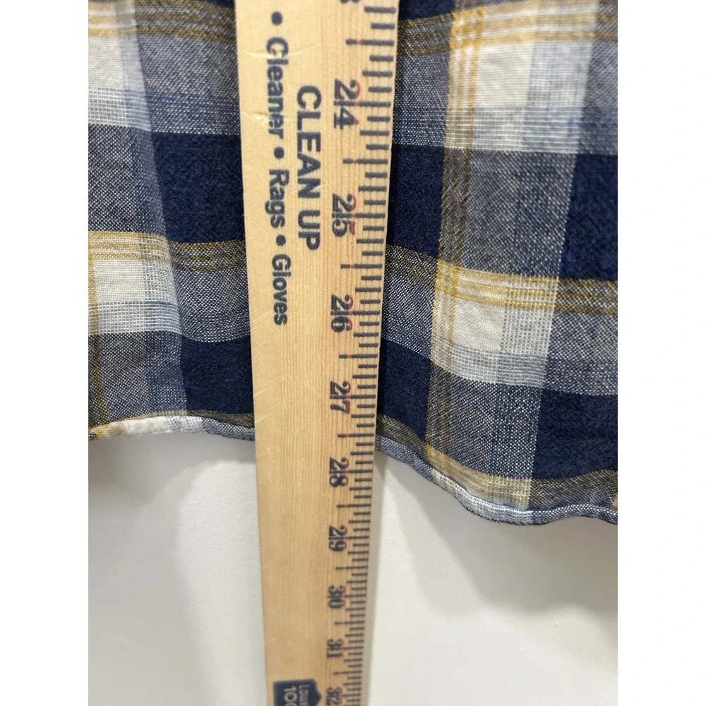 J.Crew Homespun Slim Fit Plaid Button Down‎ Shirt Mens Large Navy Blue Yellow